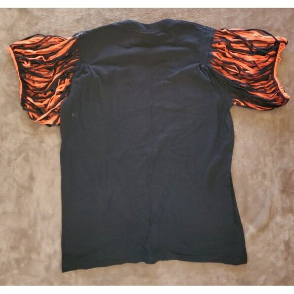 Harley-Davidson Black T-Shirt Razor Cut Sleeves Orange Logo MD Medium100% Cotton - Picture 9 of 10
